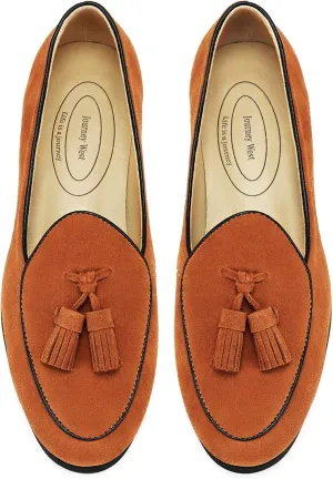 Journey West Suede Tassel Loafer for Women Slip-on Belgian Penny Loafers Shoes for Women in Many Colors