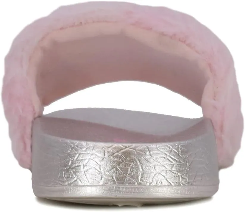 JUICY COUTURE Kids Girls - Slide Slipper Sandals With Faux Fur Slipper Sandals, Furry Slides, Girls Slip On Slippers