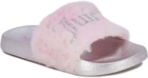 JUICY COUTURE Kids Girls - Slide Slipper Sandals With Faux Fur Slipper Sandals, Furry Slides, Girls Slip On Slippers