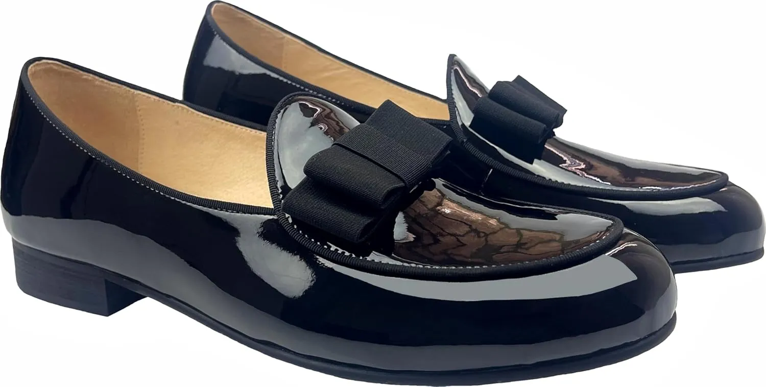 Justar Men's Leather Loafers Belgian Tuxedo Dress Shoes Slip-On Formal Prom Penny Loafers Banquet Flats