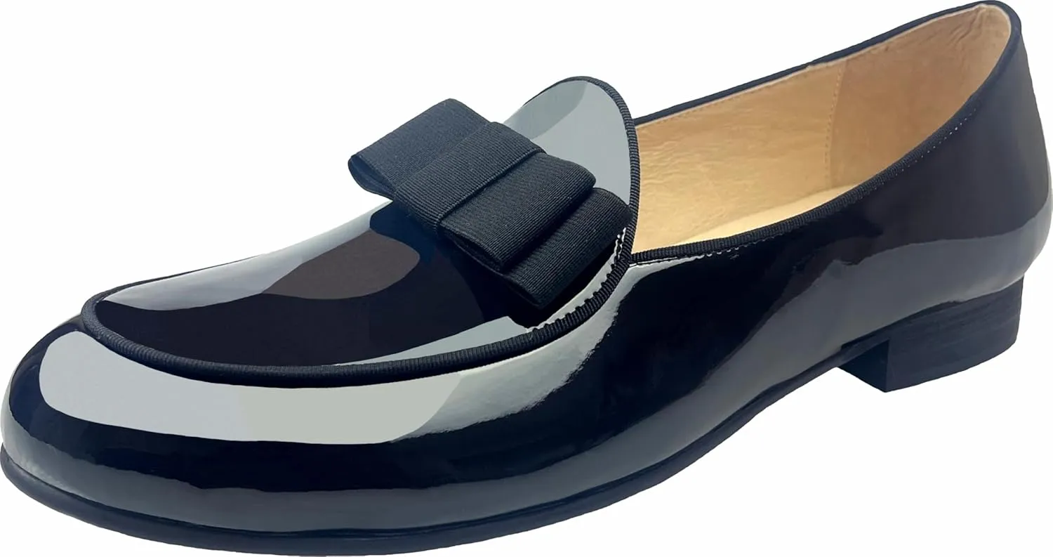 Justar Men's Leather Loafers Belgian Tuxedo Dress Shoes Slip-On Formal Prom Penny Loafers Banquet Flats