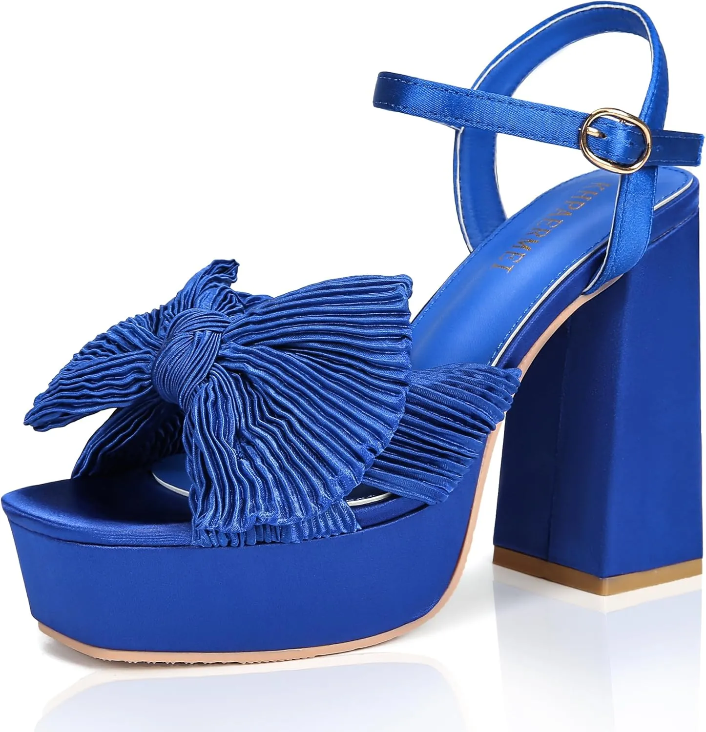 KHPAERMEI Bow Knot Platform Heels for Women Fashion Open Toe Chunky Heeled Sandals Ankle Strap Wedding Party Dress High Heels