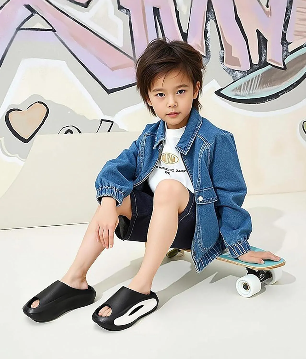 Kids Cloud Slides Boys Girls Comfy Pillow Slippers Summer Beach Sandals Non-Slip Thick Sole Slippers for Indoor Outdoor