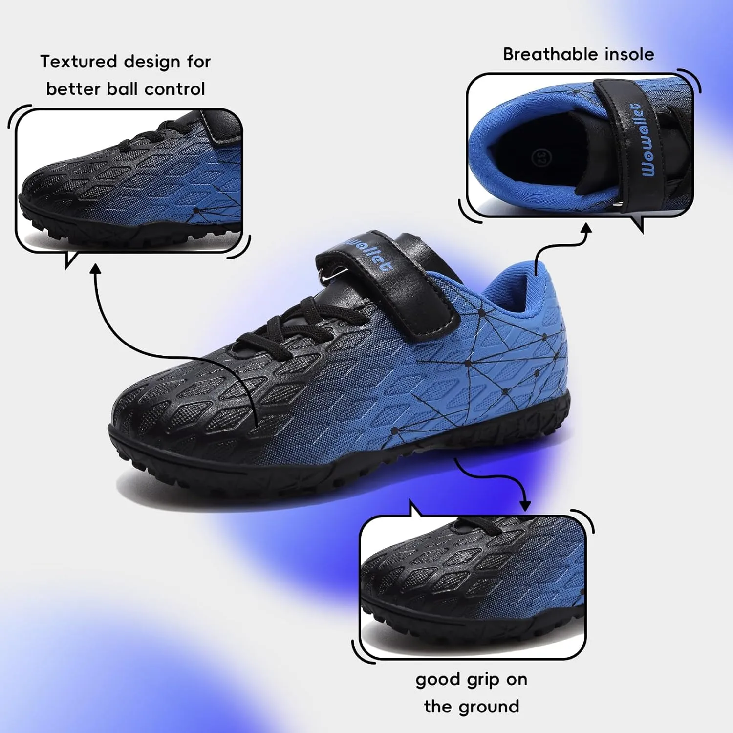 Kids Soccer Cleats Boys Girls Athletic Indoor Soccer Shoes Sneaker for Unisex