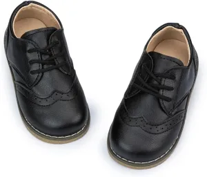 KIDSUN Toddler Boy’s Girl’s Dress Shoes Comfort Lace-Up Oxford School Uniform Shoes Loafer Flats (Toddler/Little Kid) E-Black