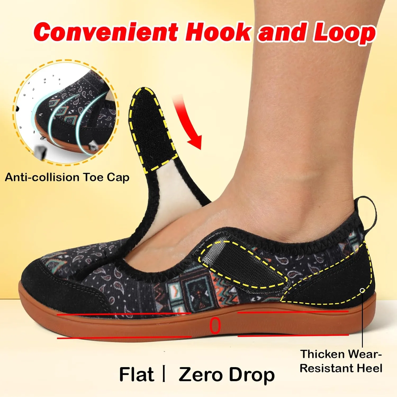 L-RUN Womens Wide Toe Box Barefoot Diabetic Shoes - Ladies House Slippers for Indoor and Outdoor