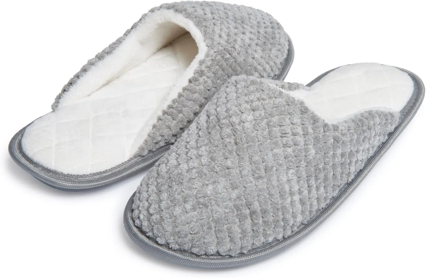 Laura Ashley Womens Plush Memory Foam Scuff Slippers, Fluffy Warm Micro Terry House Shoes, Comfy Slip On Bedroom Slipper
