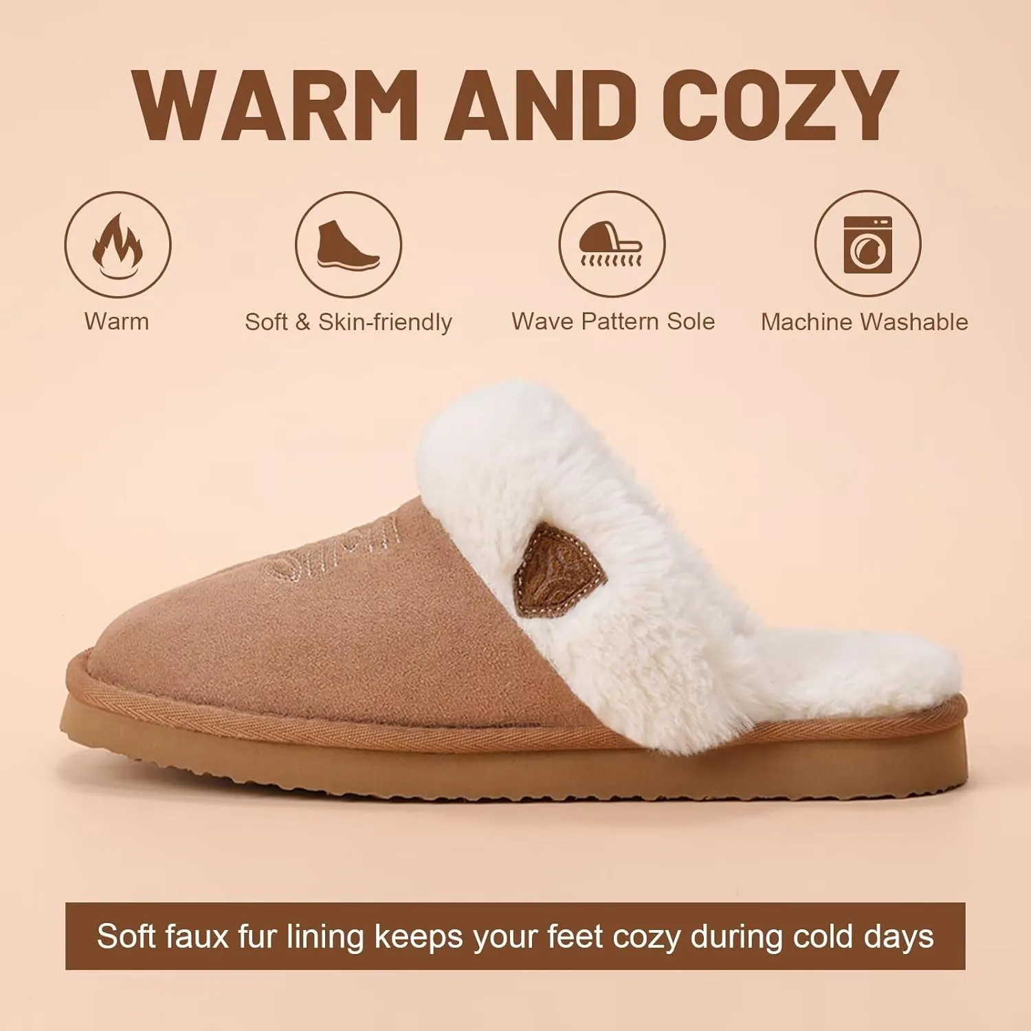 LBF Fuzzy Western Slippers for Women Comfy Winter Fluffy House Cowgirl Boot Slippers with Memory Foam Indoor Outdoor Square Toe
