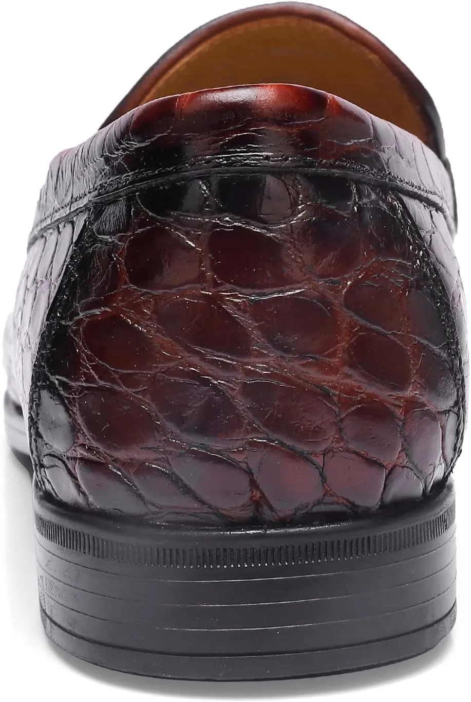 Leather Dress Shoes for Men, Classic Crocodile Printed Leather Slip-on Bit Loafer Shoes for Men