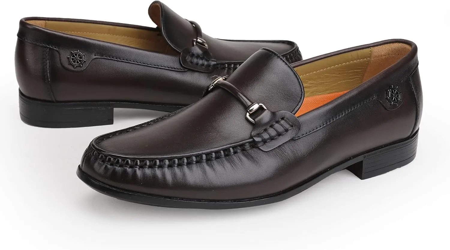 Leather Dress Shoes for Men, Luxury Classic Moc-Toe Penny Shoes Bit Slip-on Loafer for Mens