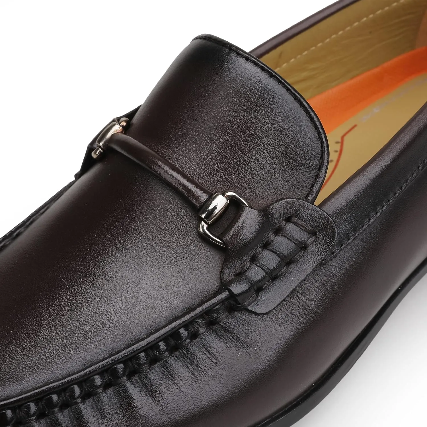 Leather Dress Shoes for Men, Luxury Classic Moc-Toe Penny Shoes Bit Slip-on Loafer for Mens