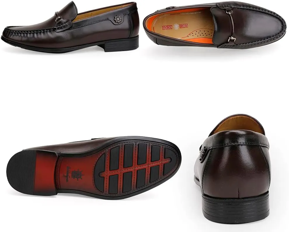 Leather Dress Shoes for Men, Luxury Classic Moc-Toe Penny Shoes Bit Slip-on Loafer for Mens