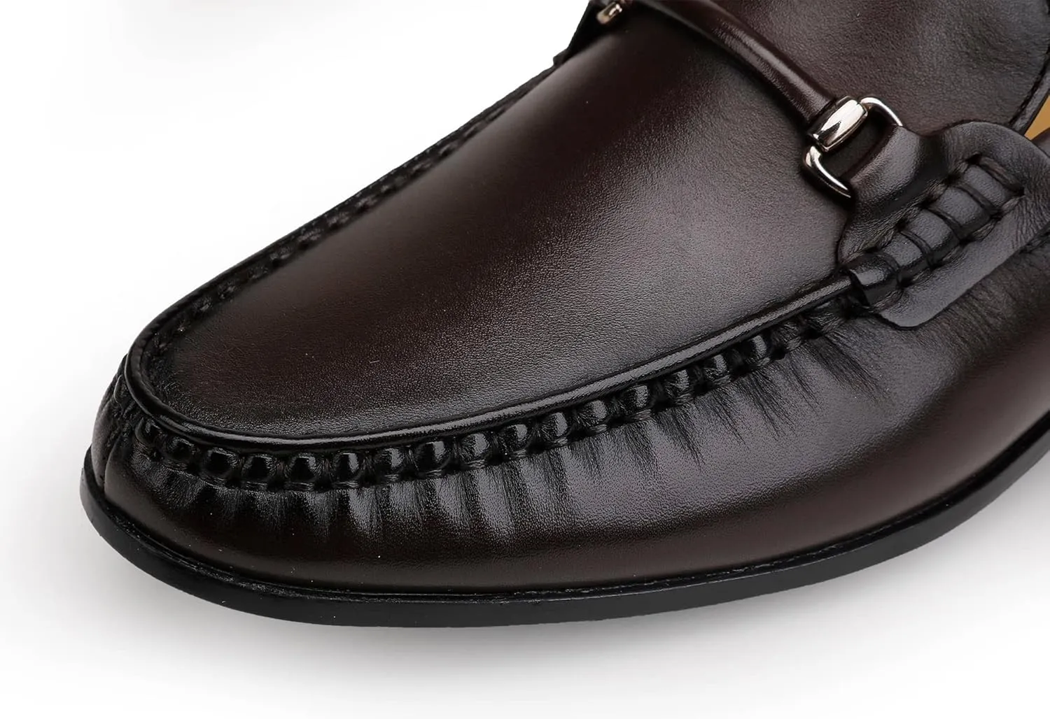 Leather Dress Shoes for Men, Luxury Classic Moc-Toe Penny Shoes Bit Slip-on Loafer for Mens