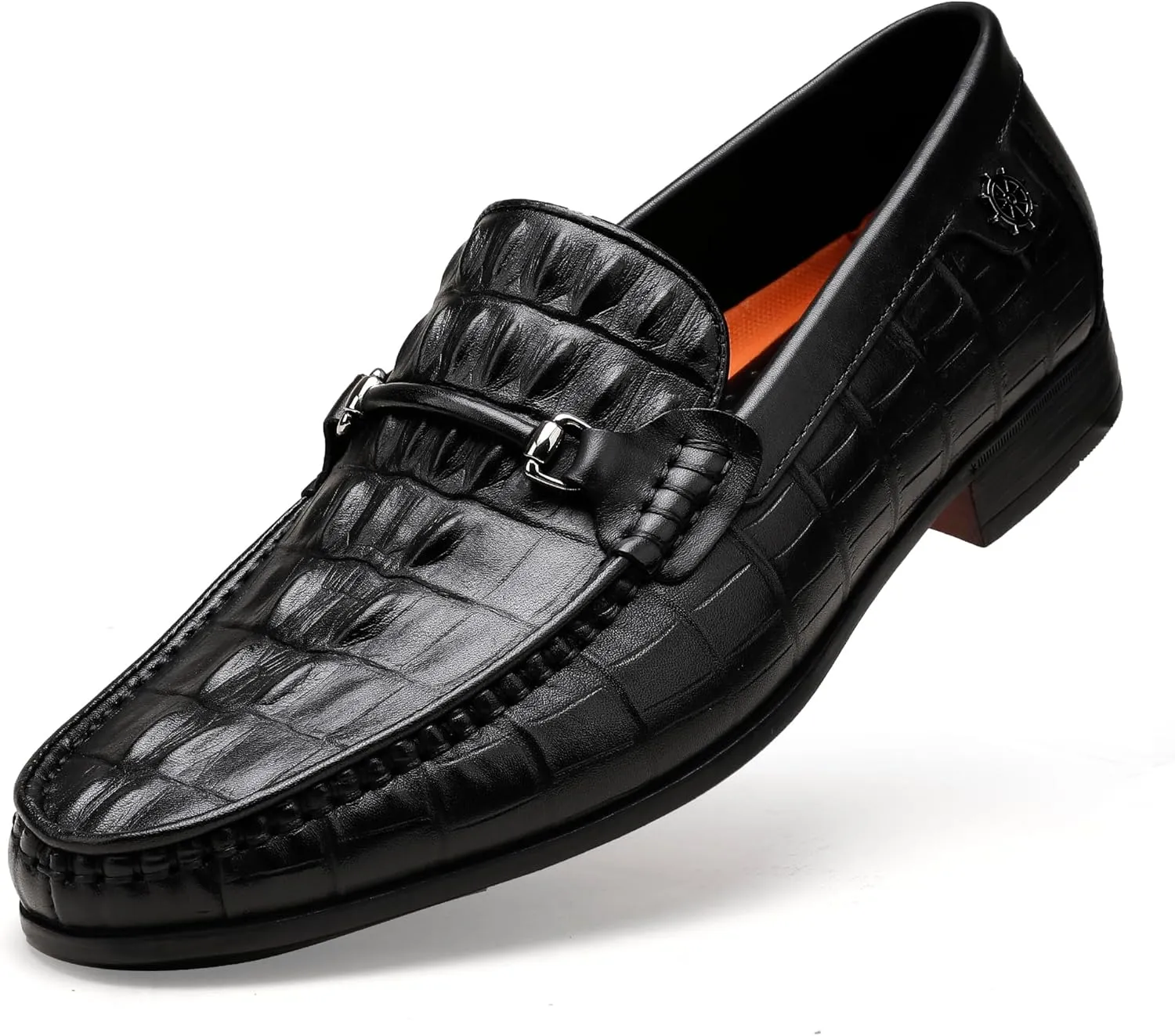 Leather Dress Shoes for Mens, Premium Crocodile Printed Formal Shoes Driving Fashion Party Slip-on Loafer for Men