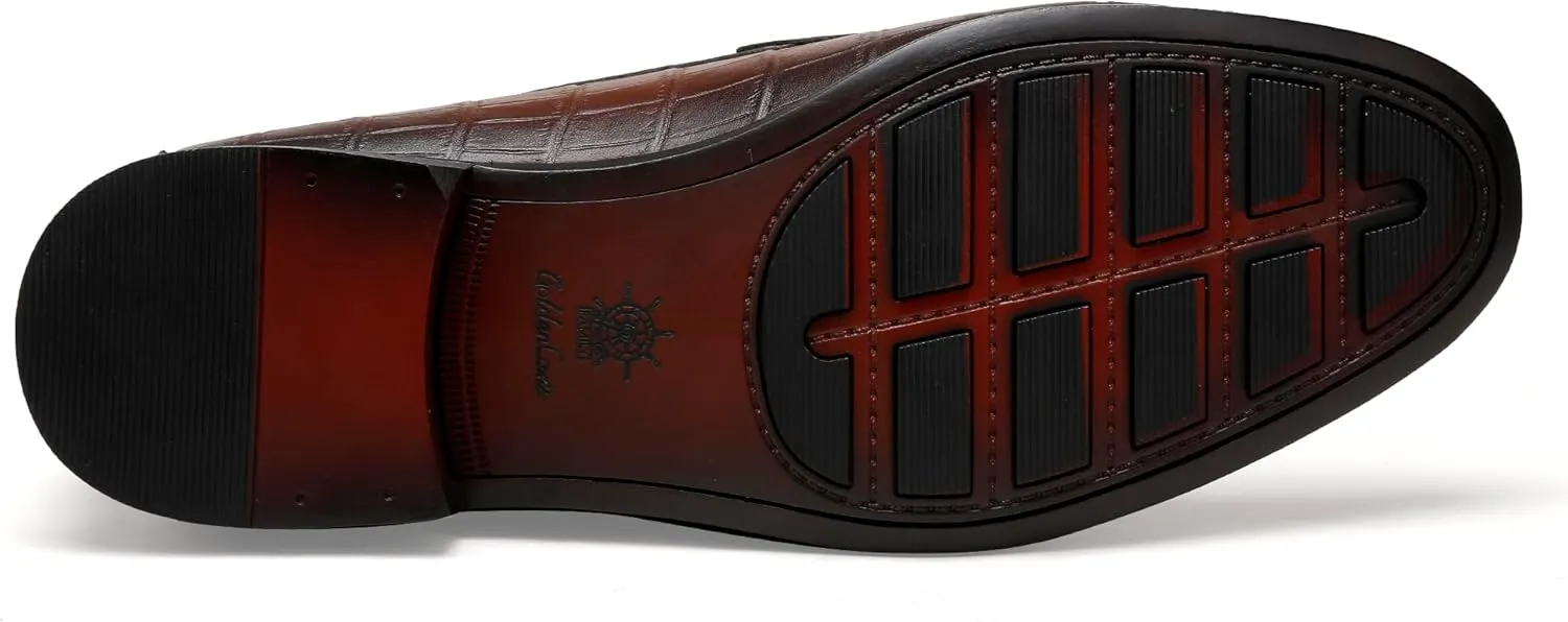 Leather Dress Shoes for Mens, Premium Crocodile Printed Formal Shoes Driving Fashion Party Slip-on Loafer for Men