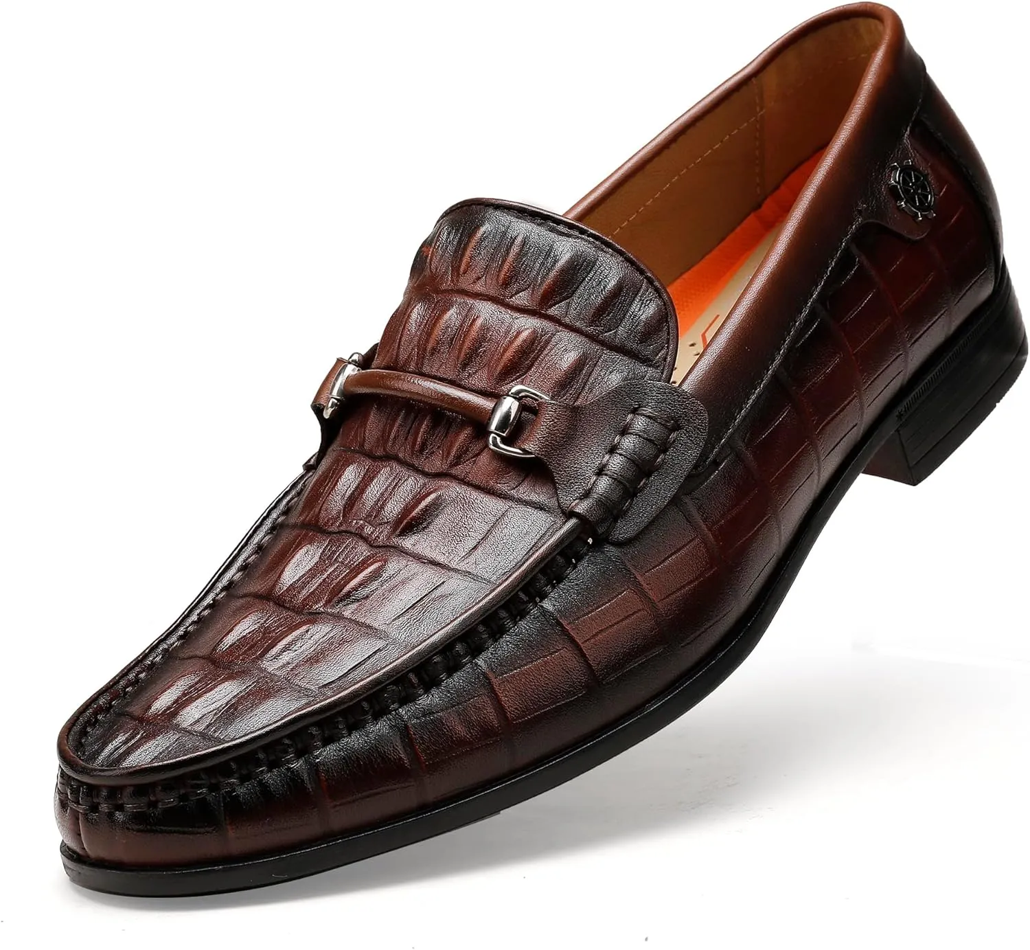 Leather Dress Shoes for Mens, Premium Crocodile Printed Formal Shoes Driving Fashion Party Slip-on Loafer for Men