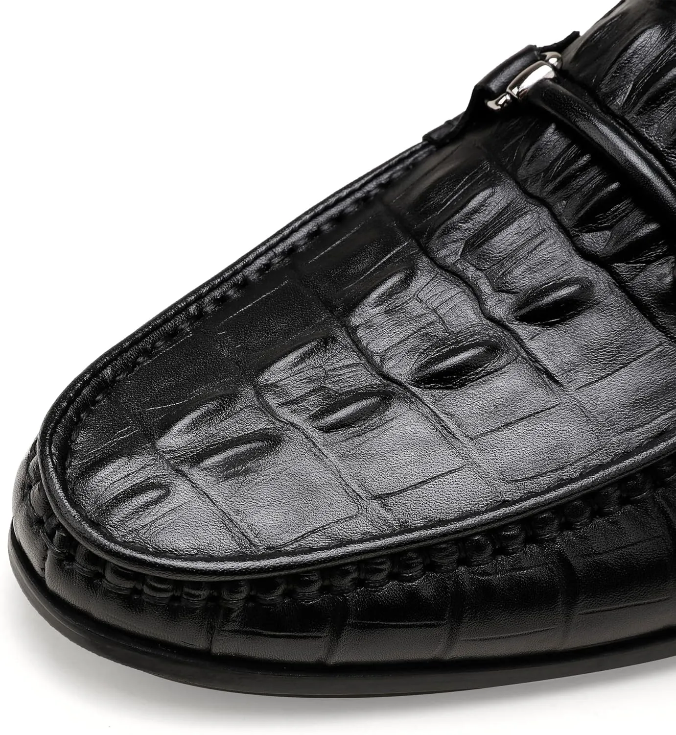 Leather Dress Shoes for Mens, Premium Crocodile Printed Formal Shoes Driving Fashion Party Slip-on Loafer for Men