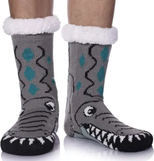 LINEMIN Mens Warm Slipper Socks Soft Cozy Fuzzy Fleece-Lined Winter Non Slip Indoor Christmas Socks