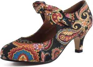 LIURUIJIA Women's Bow Heels Mary Jane Kitten Heel Pumps Round Toe Low Heels Ankle Strap Wedding Evening Party Dress Shoes