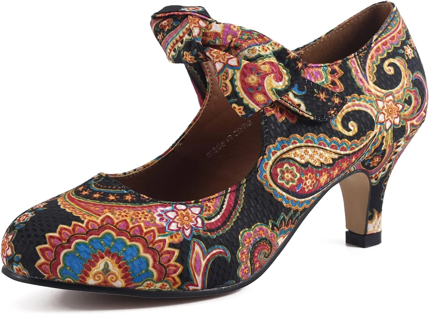 LIURUIJIA Women's Bow Heels Mary Jane Kitten Heel Pumps Round Toe Low Heels Ankle Strap Wedding Evening Party Dress Shoes