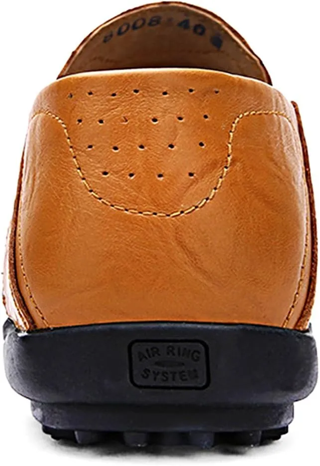 LOUECHY Men's Leather Slip-On Loafer Lightweight Driving Shoes Casual Moccasin Slipper