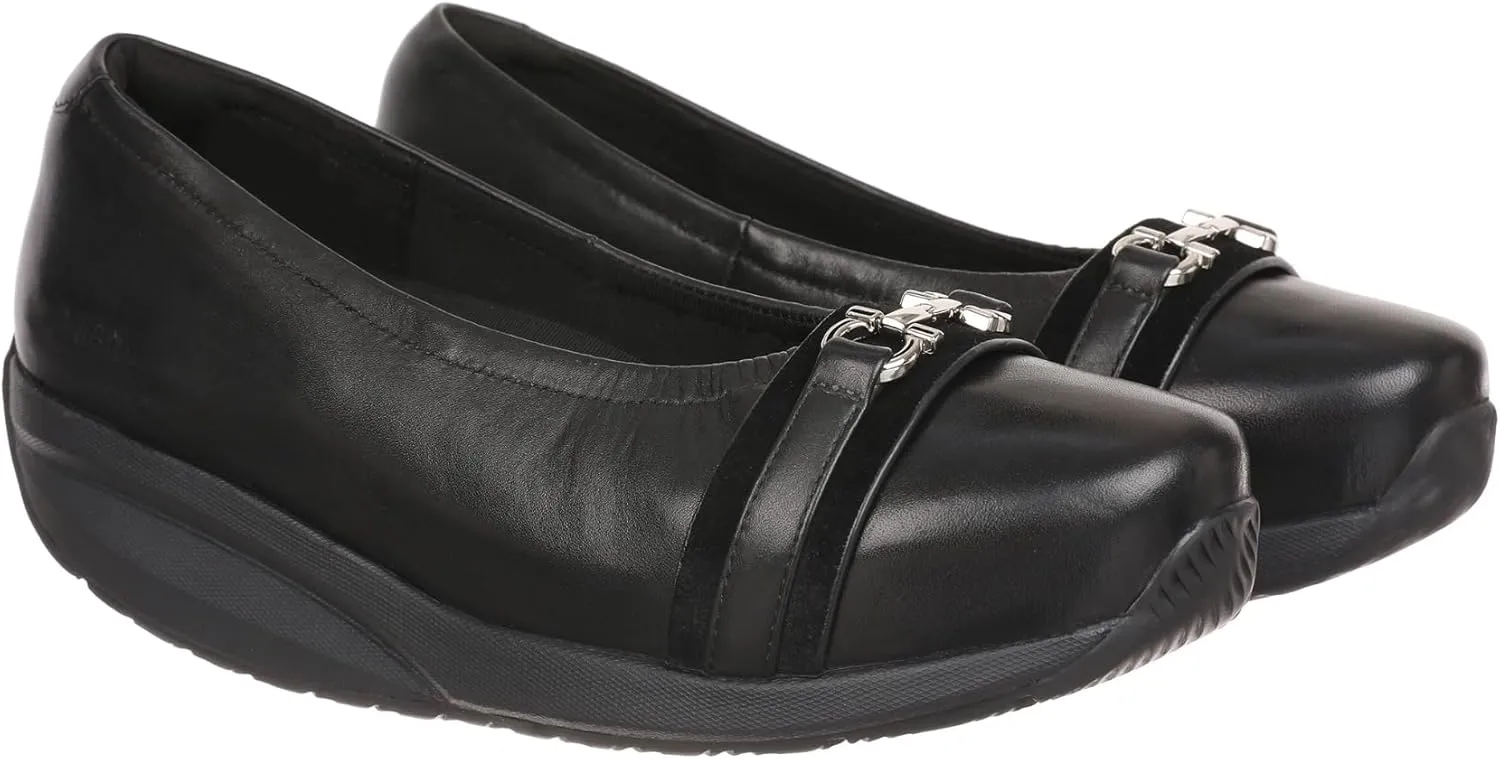 MBT Yuki Women's Casual Ballet Flats, Anatomical and Comfortable Dress Shoes, Physiological Comfort and Stability with Curved Sole, Leather Pumps with Rocking Sole