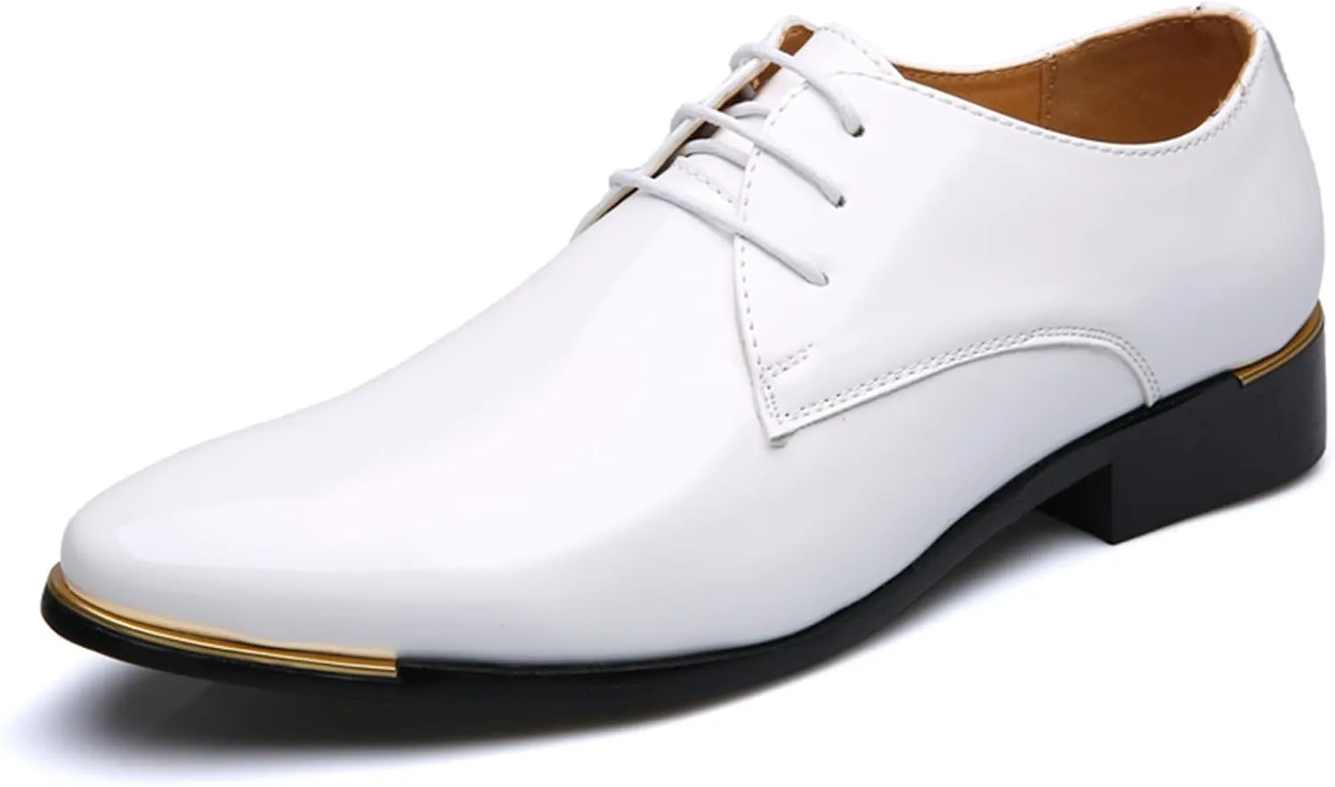 Men Dress Shoes Fashion Wedding Tuxedo Oxford Shoes Classic Pointed-Toe Lace-up Patent Leather Formal Shoes for Men