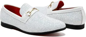 Men Loafer Metallic Textured Slip-on Glitter Sequins Fashion Wedding Dress Shoes Golden
