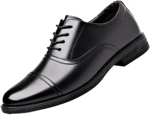 Men's Classic Modern Wedding Dress Shoes Low Top Formal Business Oxford Shoes Vintage Leather Lace Up Platform Derby Shoes(8.5)