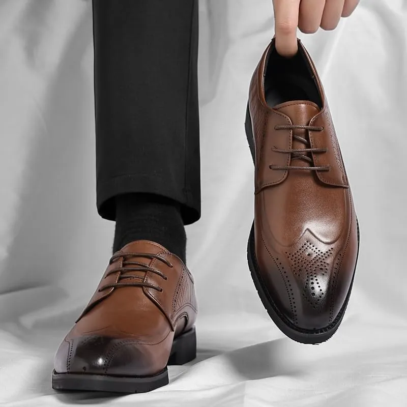 Mens Derby Shoes Party Fashion Dress Business Shoe Casual Walking Shoes Office Flats Classic Lace-up