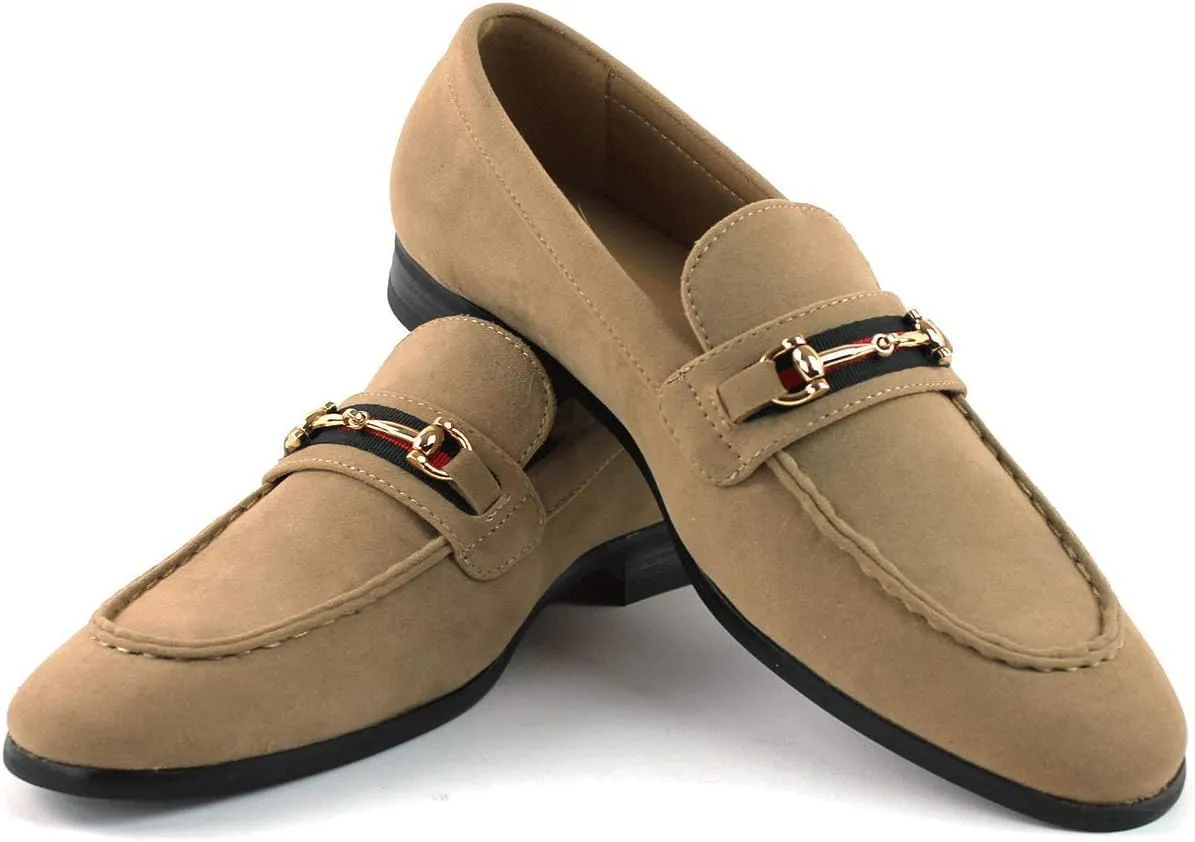 Men's Dress Shoes Loafer with Gold Buckle Slip On Formal Modern Classic