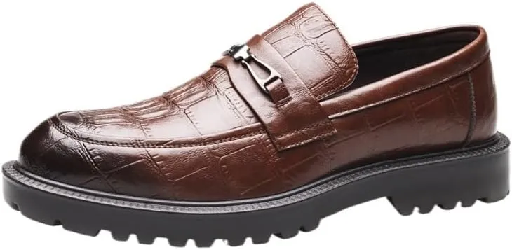 Men's Fashion Crocodile Pattern Dress Shoes Slip-On Loafers Formal Business Casual Moccasins Driving Leather Shoes