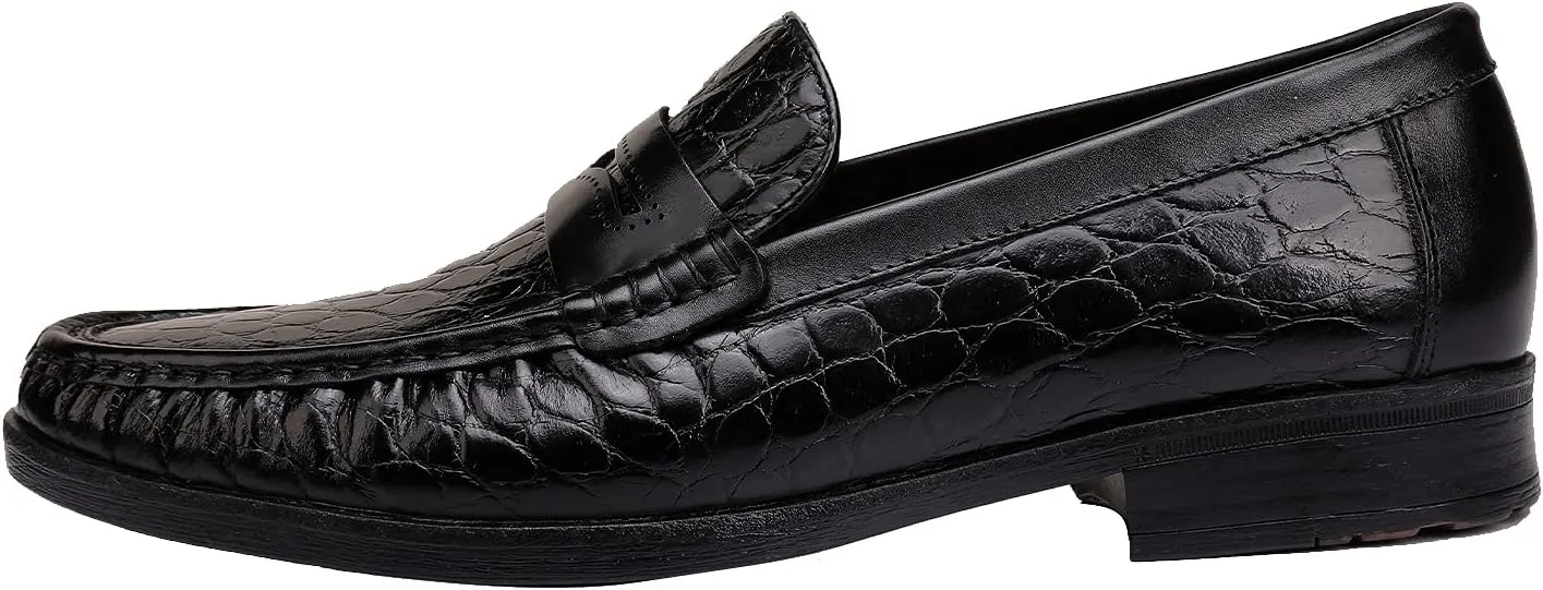 Mens Genuine Leather Slip On Loafers Comfortable Casual Driving Moccasins Brathable Loafer Dress Shoes…