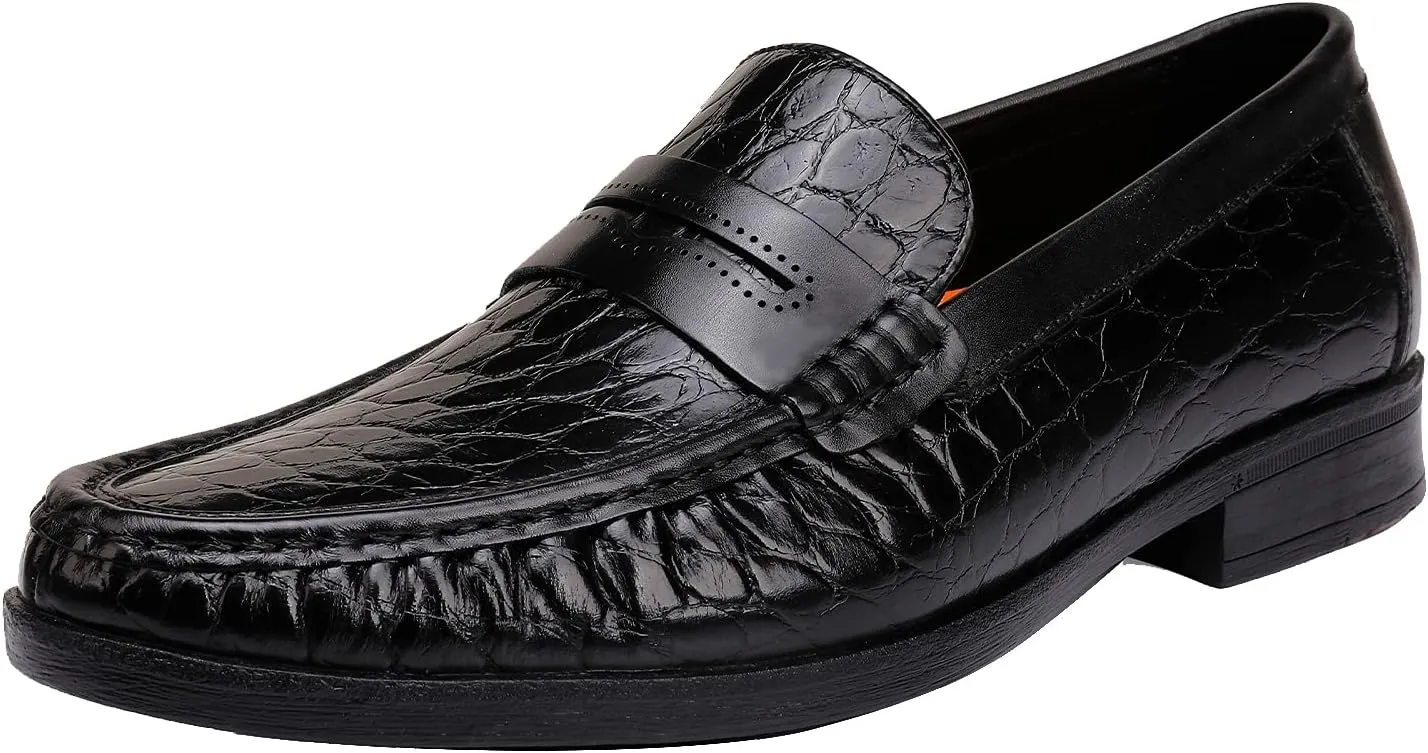 Mens Genuine Leather Slip On Loafers Comfortable Casual Driving Moccasins Brathable Loafer Dress Shoes…