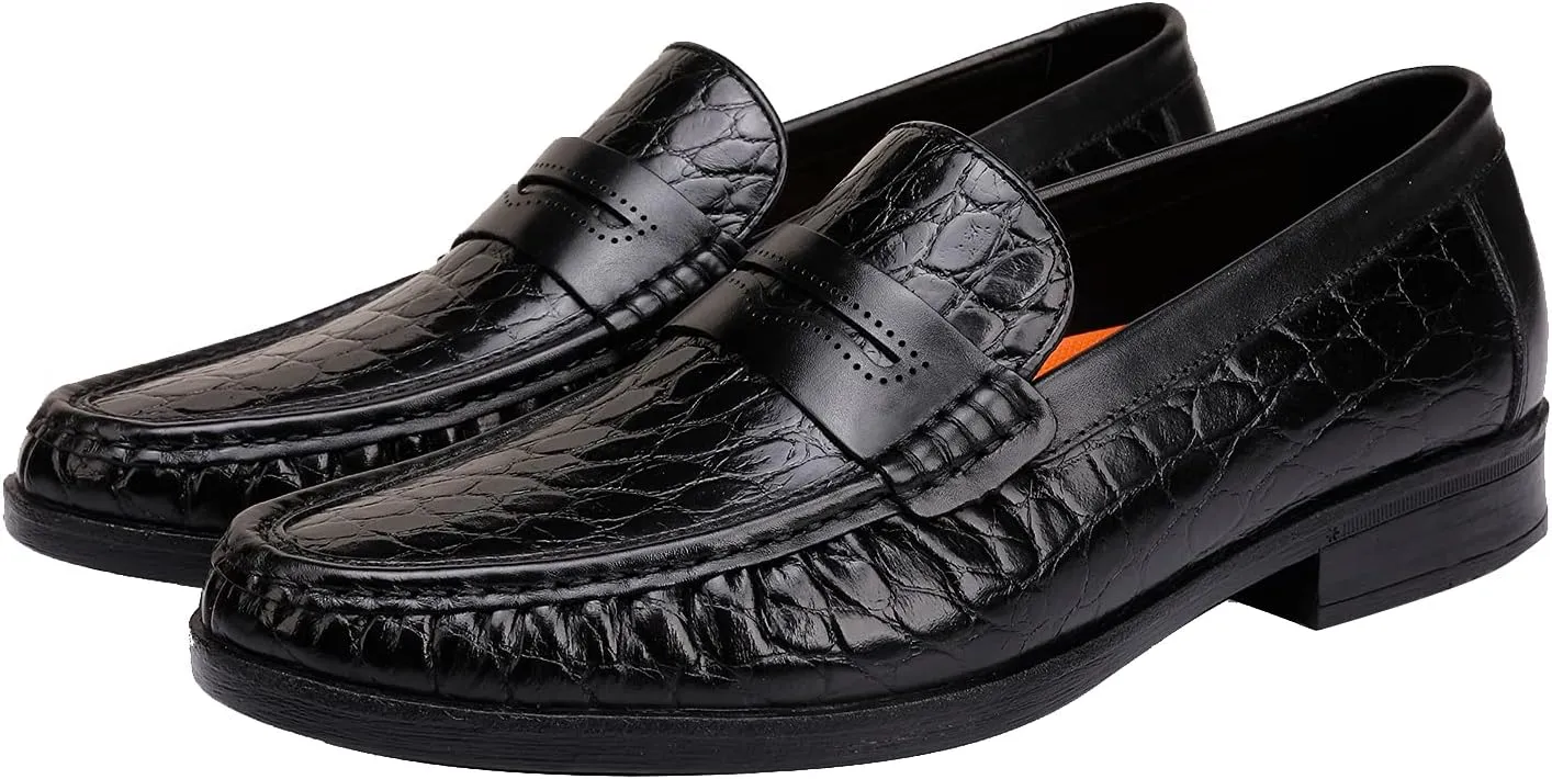 Mens Genuine Leather Slip On Loafers Comfortable Casual Driving Moccasins Brathable Loafer Dress Shoes…