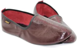 Mens Indoor Leather Slippers Bordeaux Traditional Babouche House Shoes Barefoot Moccasin