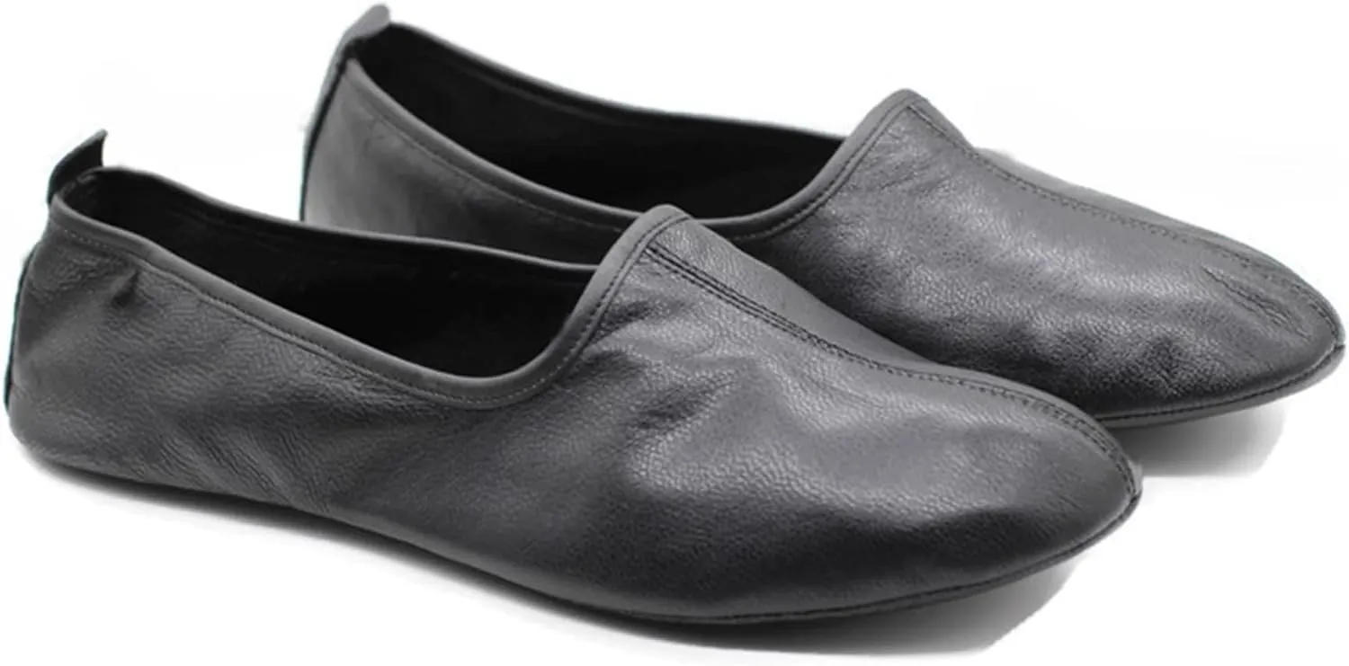 Mens Indoor Leather Slippers Traditional Babouche House Shoes Barefoot Moccasin