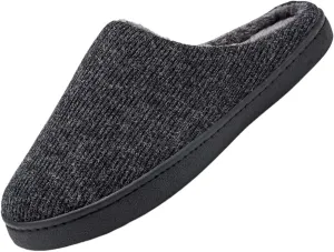 Mens Indoor Slippers Casual Striped Non Slip Slipper Slip On Bedroom Slippers Sort Flat Plush Lined Slipper