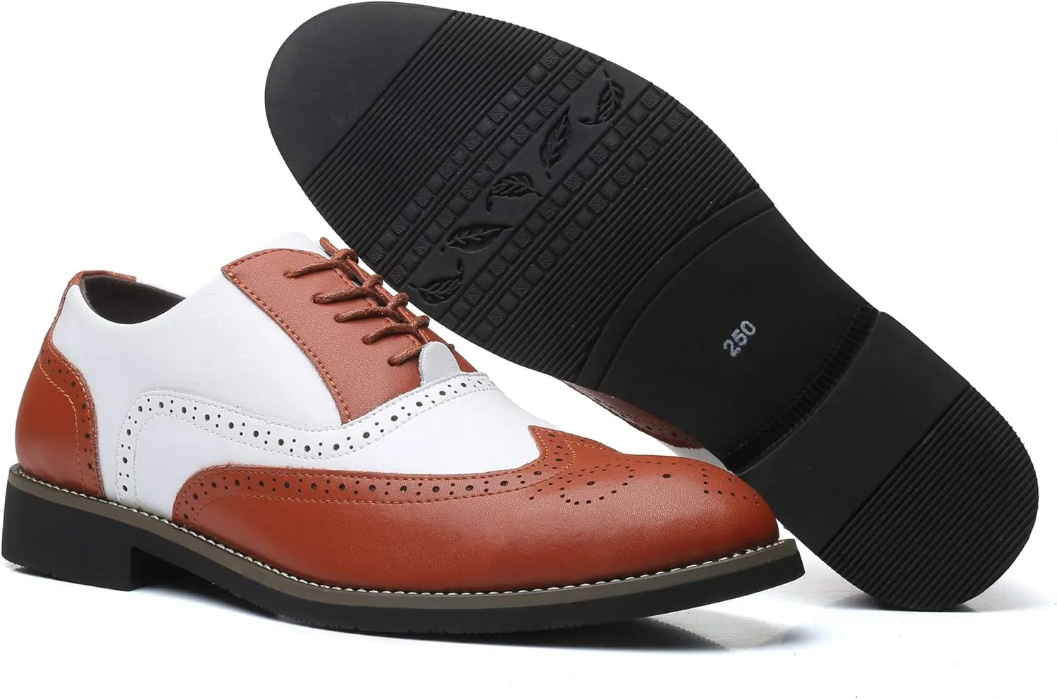 Mens Lace Up Dress Shoes Modern Double-Color Formal Business Wingtip Oxford Derby