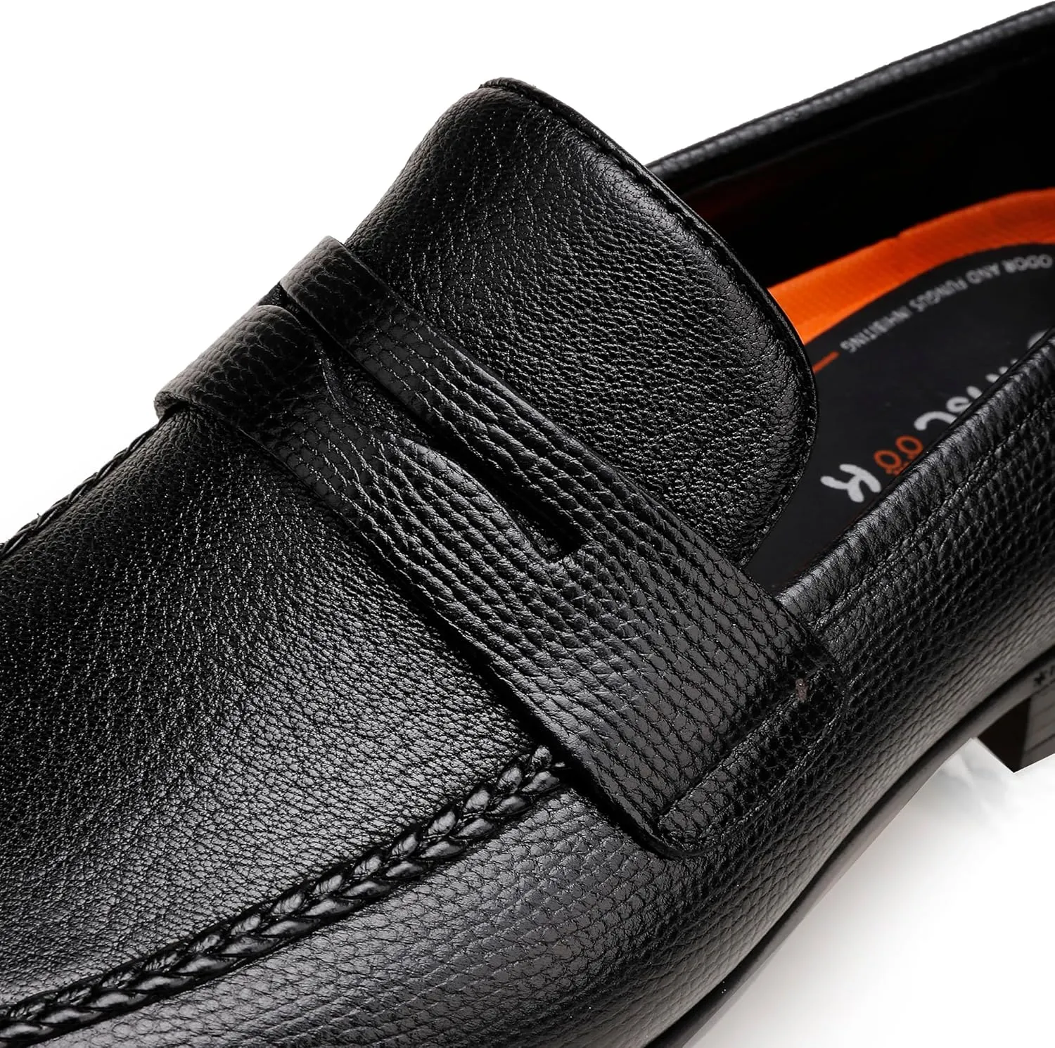 Men's Leather Penny Loafers Black Dress Shoes Cap Toe Formal Shoes for Men