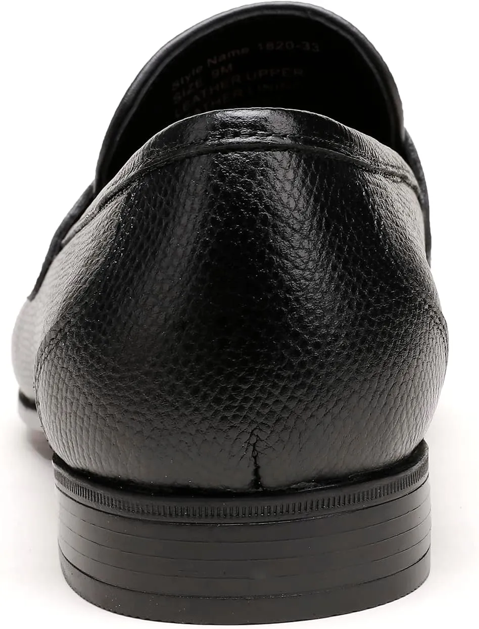Men's Leather Penny Loafers Black Dress Shoes Cap Toe Formal Shoes for Men