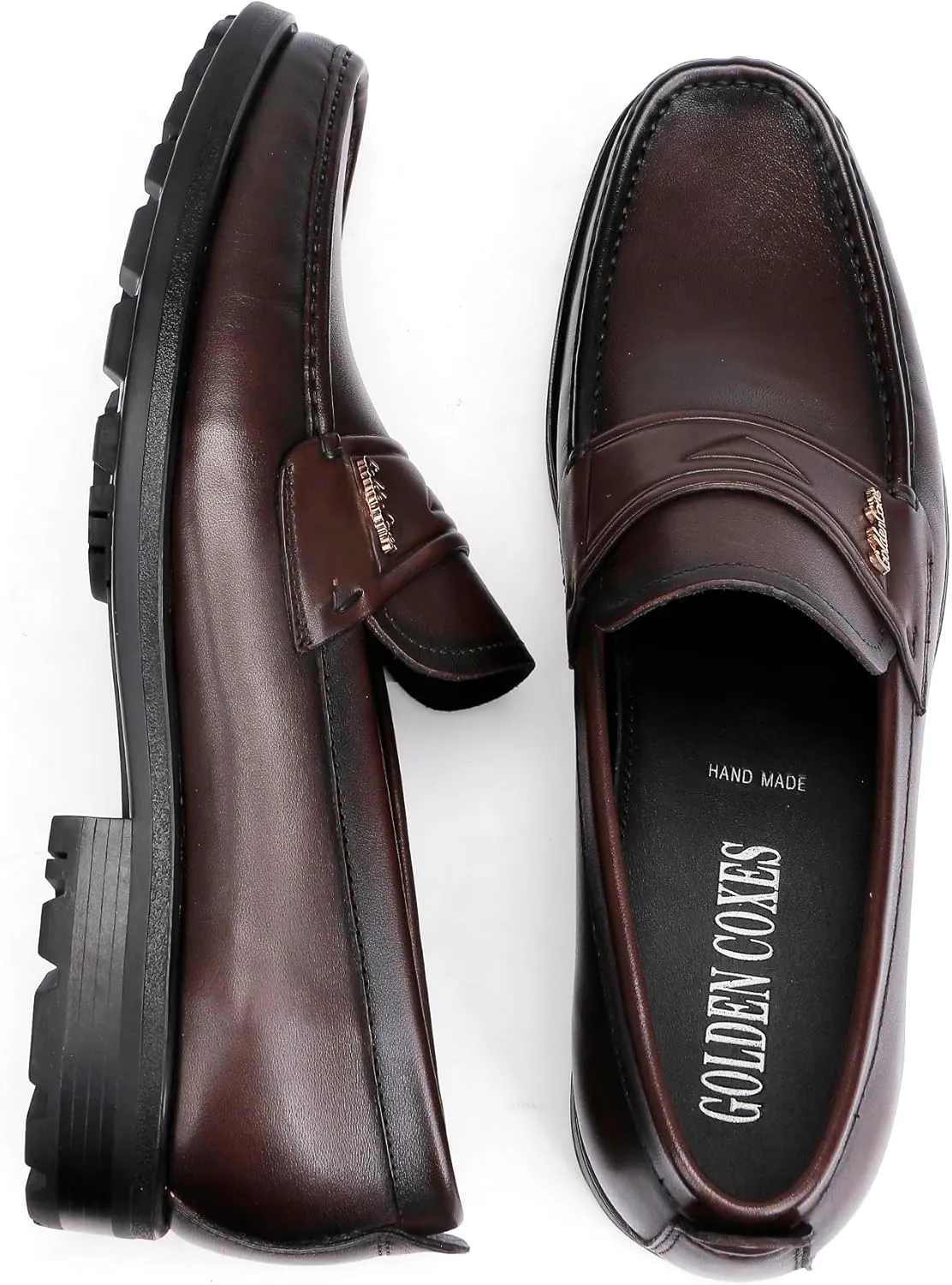 Mens Leather Tassel Loafer, Classic Luxury Smooth Upper Tassel Slip-on Penny Loafer for Mens, Black