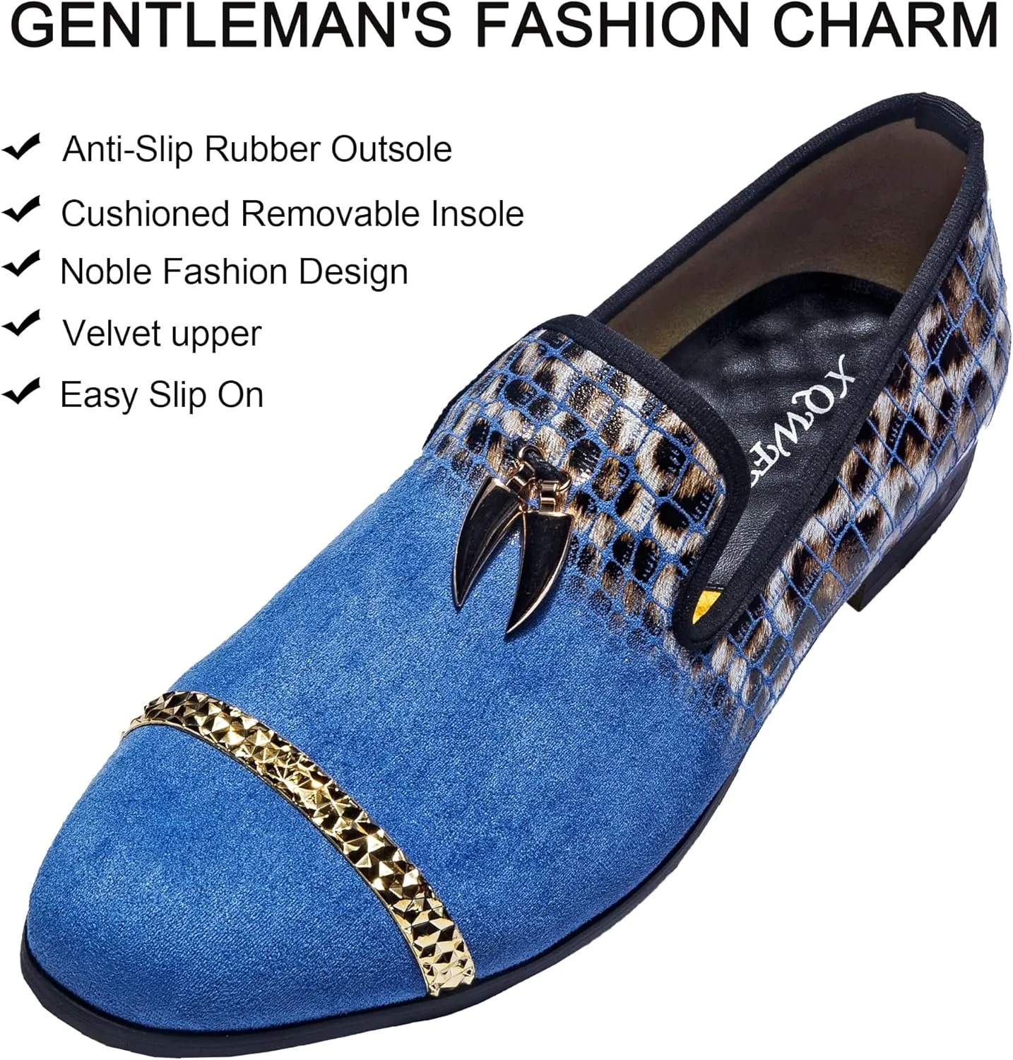 Mens Leopard Loafers Leather Embroidery Spiked Slip on Dress Shoes Slipper Luxury Fashion Penny Prom