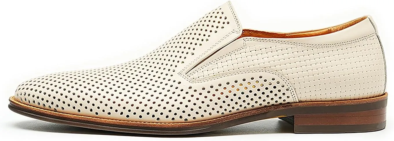 Men's Loafer Slip On Dress Casual Genuine Leather Hollow Penny Loafer Business Formal Summer Walking Shoes