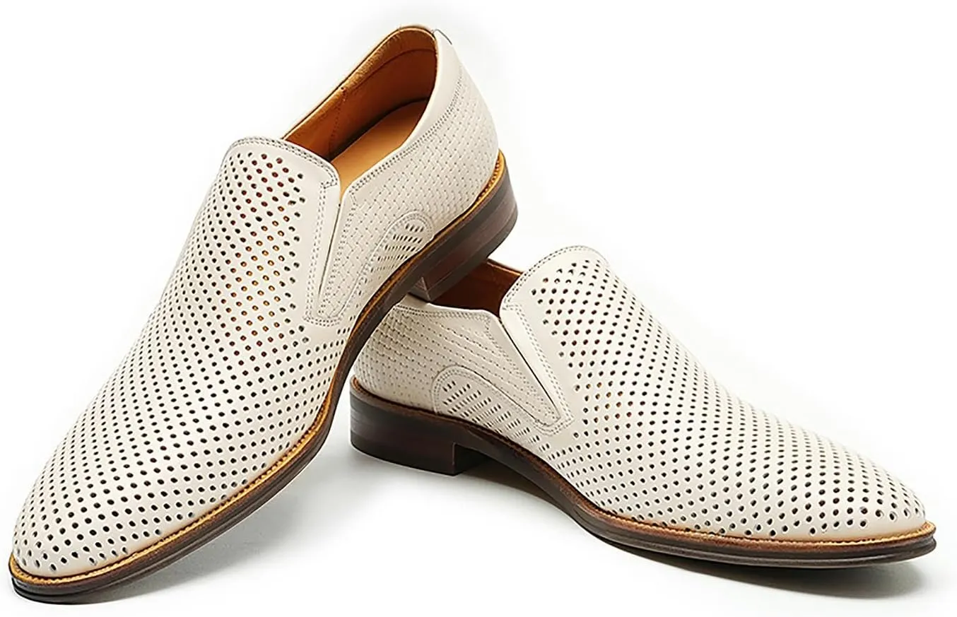 Men's Loafer Slip On Dress Casual Genuine Leather Hollow Penny Loafer Business Formal Summer Walking Shoes