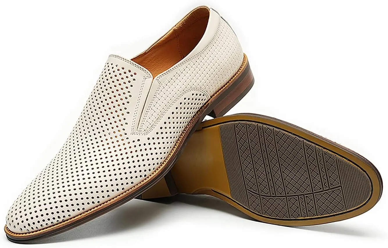 Men's Loafer Slip On Dress Casual Genuine Leather Hollow Penny Loafer Business Formal Summer Walking Shoes