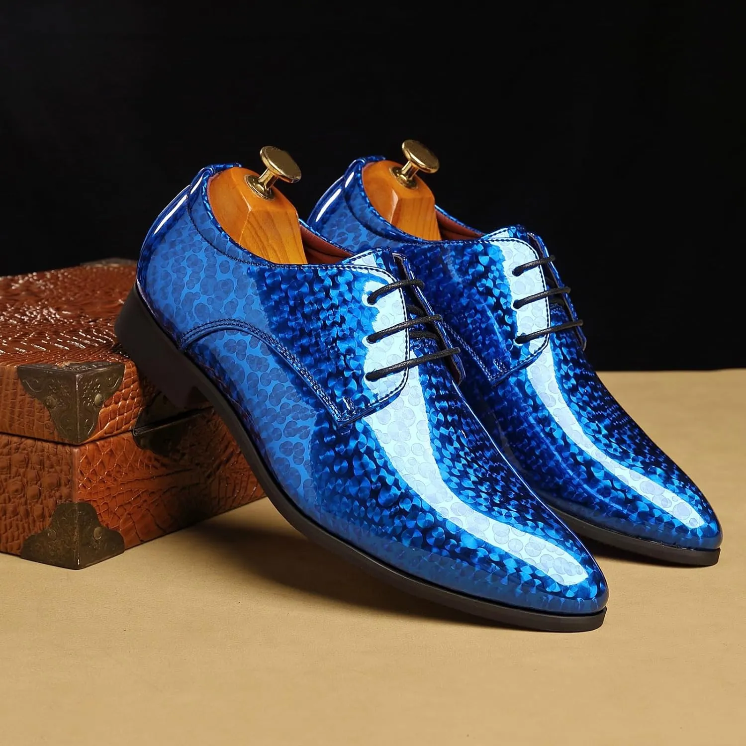 Men's Loafers Dress Shoes Patent Leather Glitter Prom Tuxedo Slip-on Suit Shoes