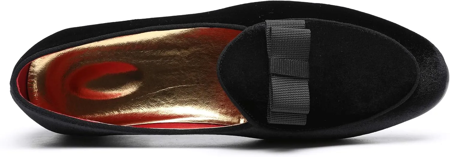Mens Loafers Driving Shoes for Men Leather Elegant Moccasin Wedding Dress Smoking Slipper Bow Black Blue Red