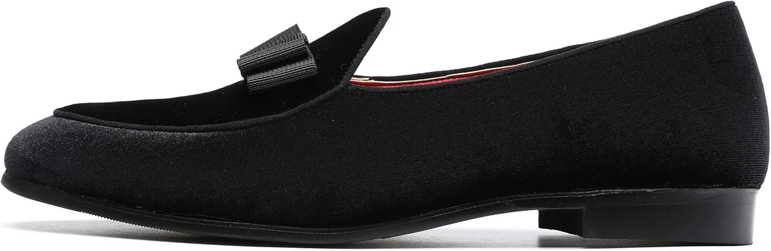 Mens Loafers Driving Shoes for Men Leather Elegant Moccasin Wedding Dress Smoking Slipper Bow Black Blue Red