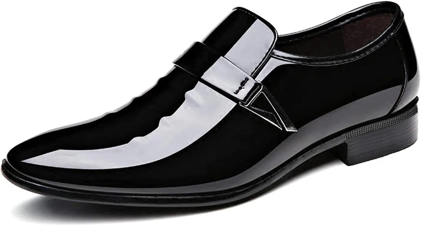 Men's Pointed-Toe Tuxedo Dress Shoes Casual Slip-on Loafer